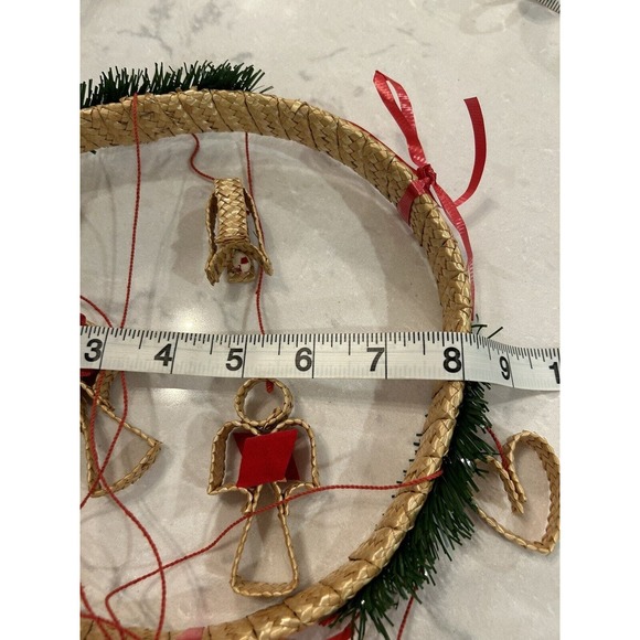 Vintage 80s Swedish Christmas Wreath Hanging Straw Scandinavian Mobile V23 - Picture 9 of 9